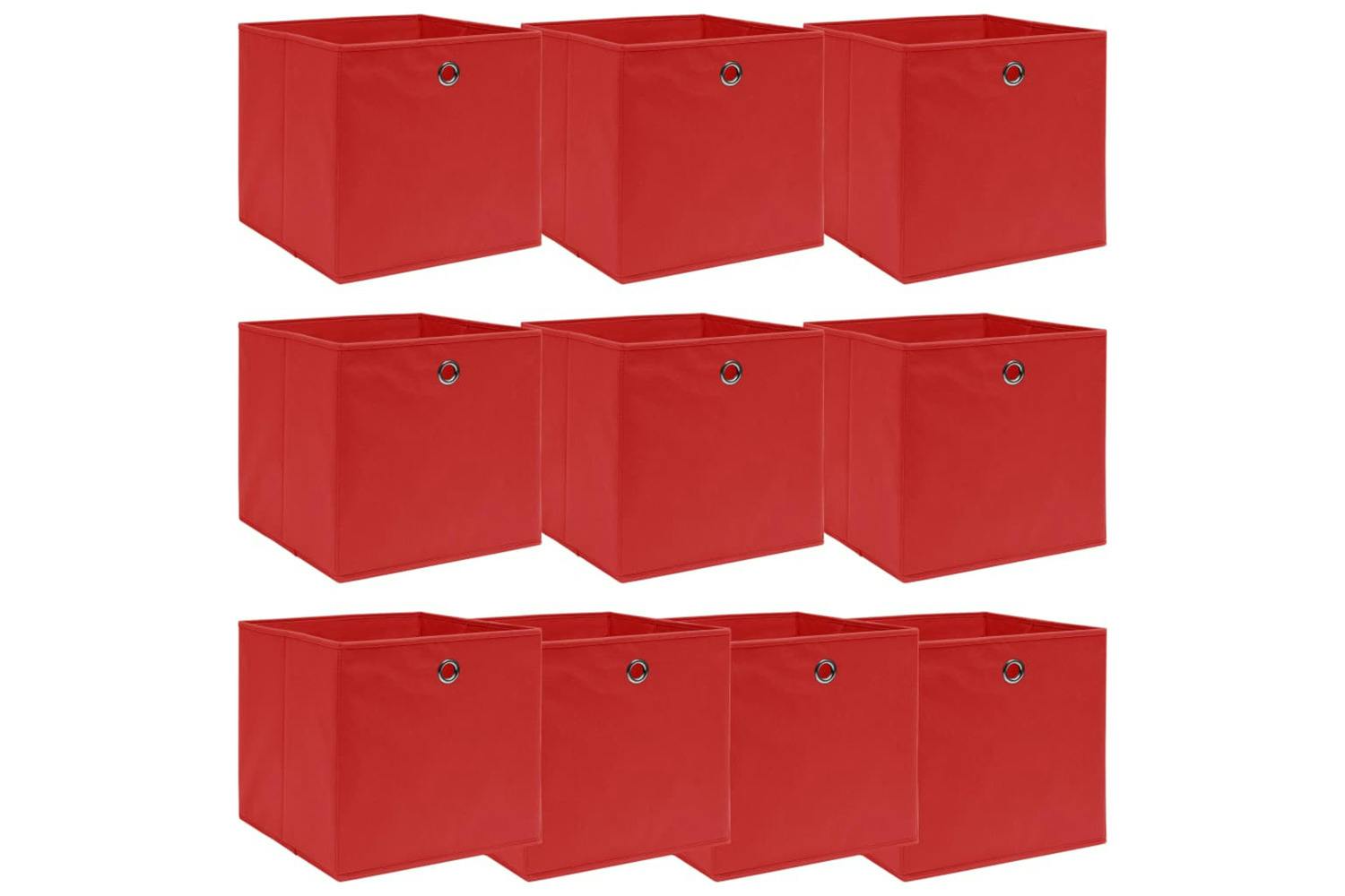Vidaxl 288363 Storage Boxes 10 Pcs Red 32x32x32 Cm Fabric