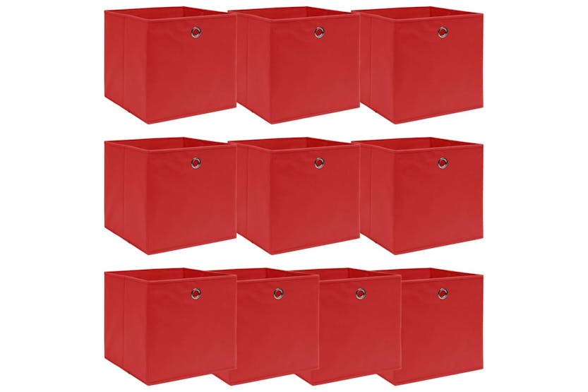 Vidaxl 288363 Storage Boxes 10 Pcs Red 32x32x32 Cm Fabric