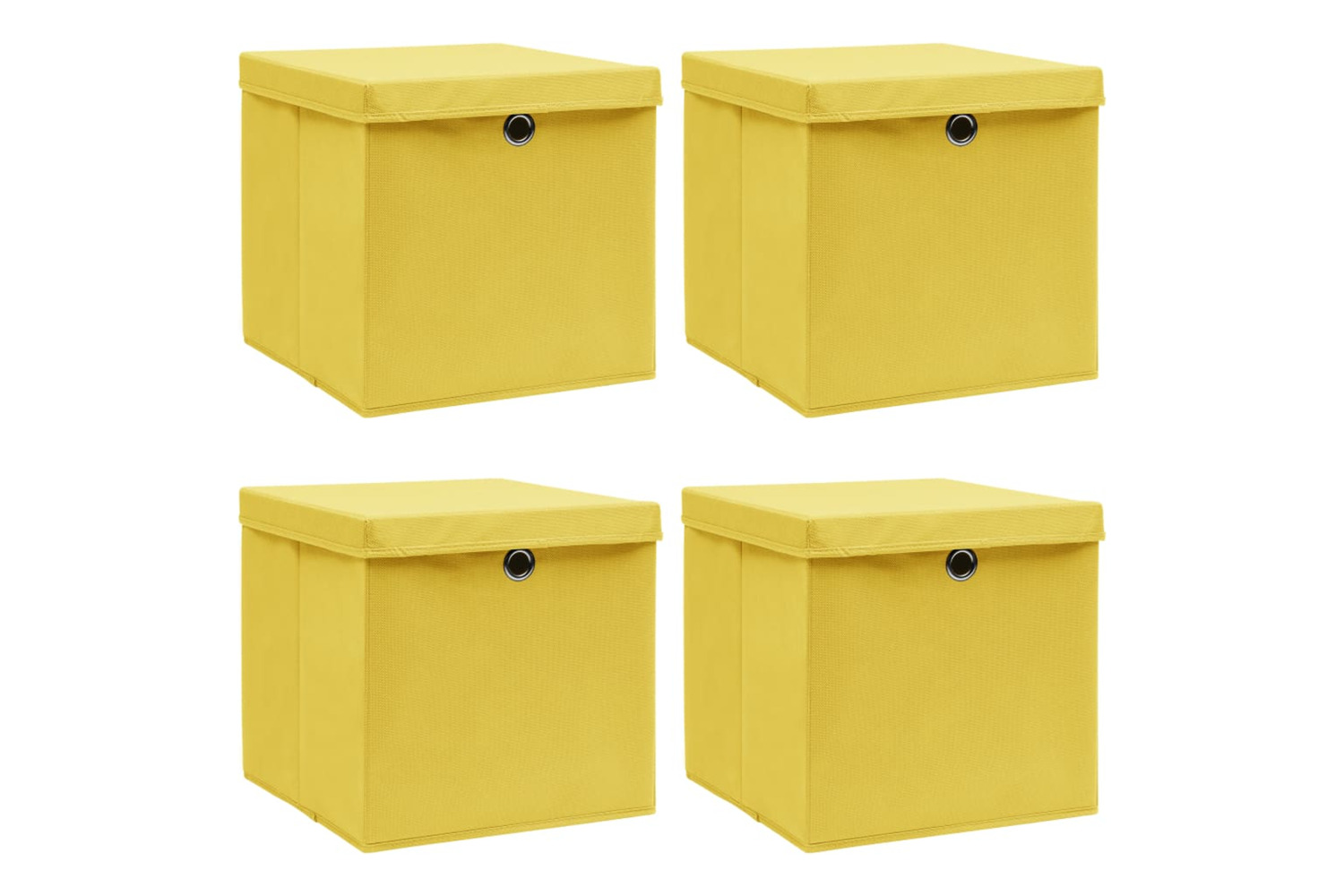 Vidaxl 288366 Storage Boxes With Lids 4 Pcs Yellow 32x32x32 Cm Fabric