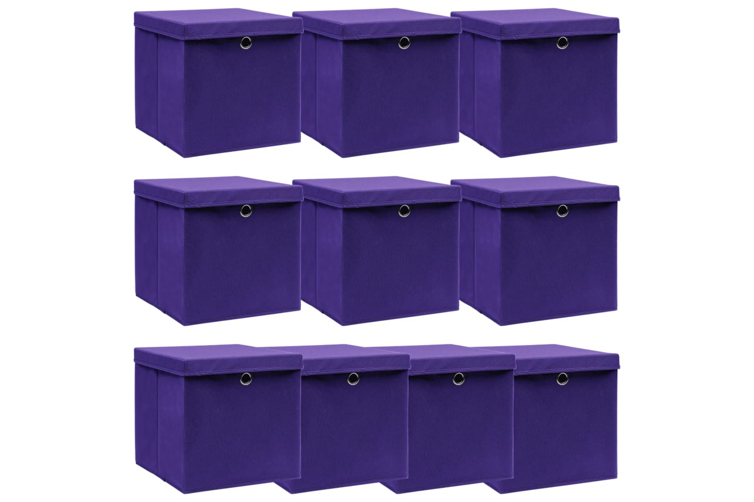 Vidaxl 288356 Storage Boxes With Lids 10 Pcs Purple 32x32x32 Cm Fabric