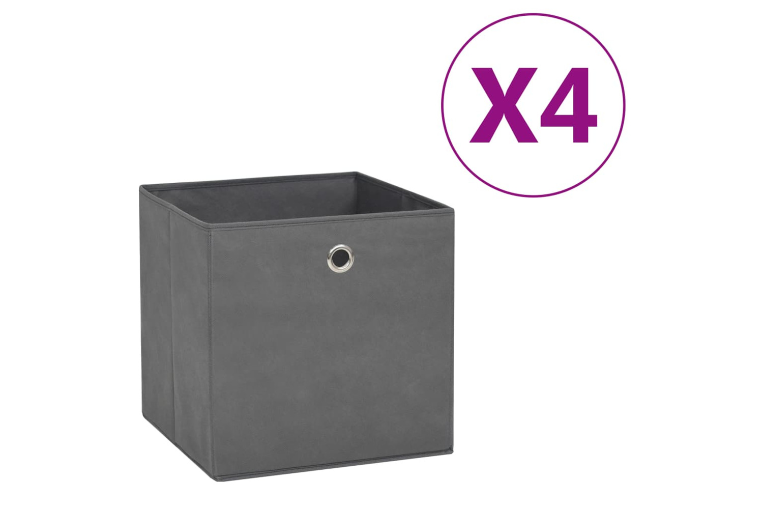 vidaXL 325191 Storage Boxes 4 Pcs Non-woven Fabric 28x28x28cm Grey