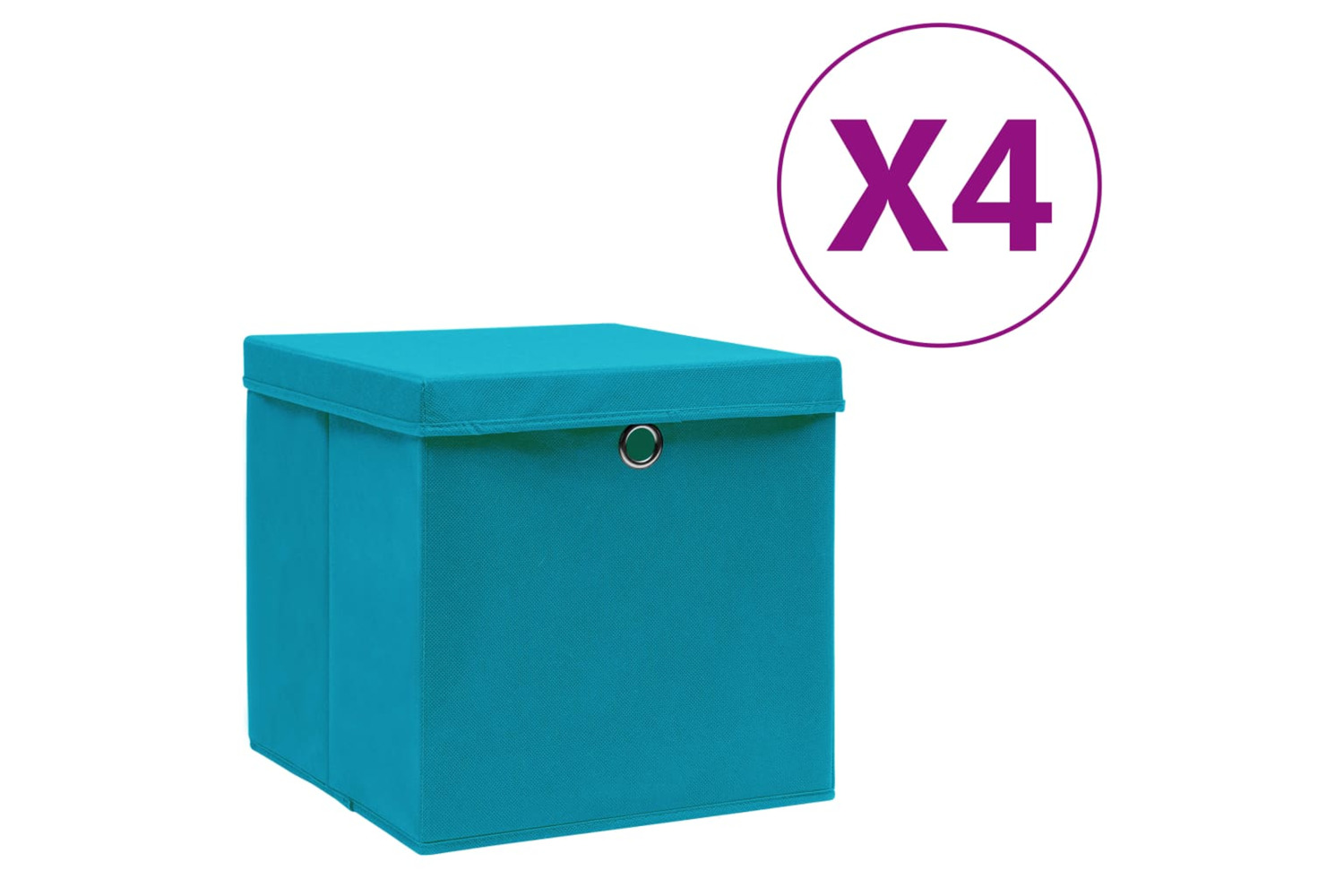 vidaXL 325232 Storage Boxes With Covers 4 Pcs 28x28x28cm Baby Blue