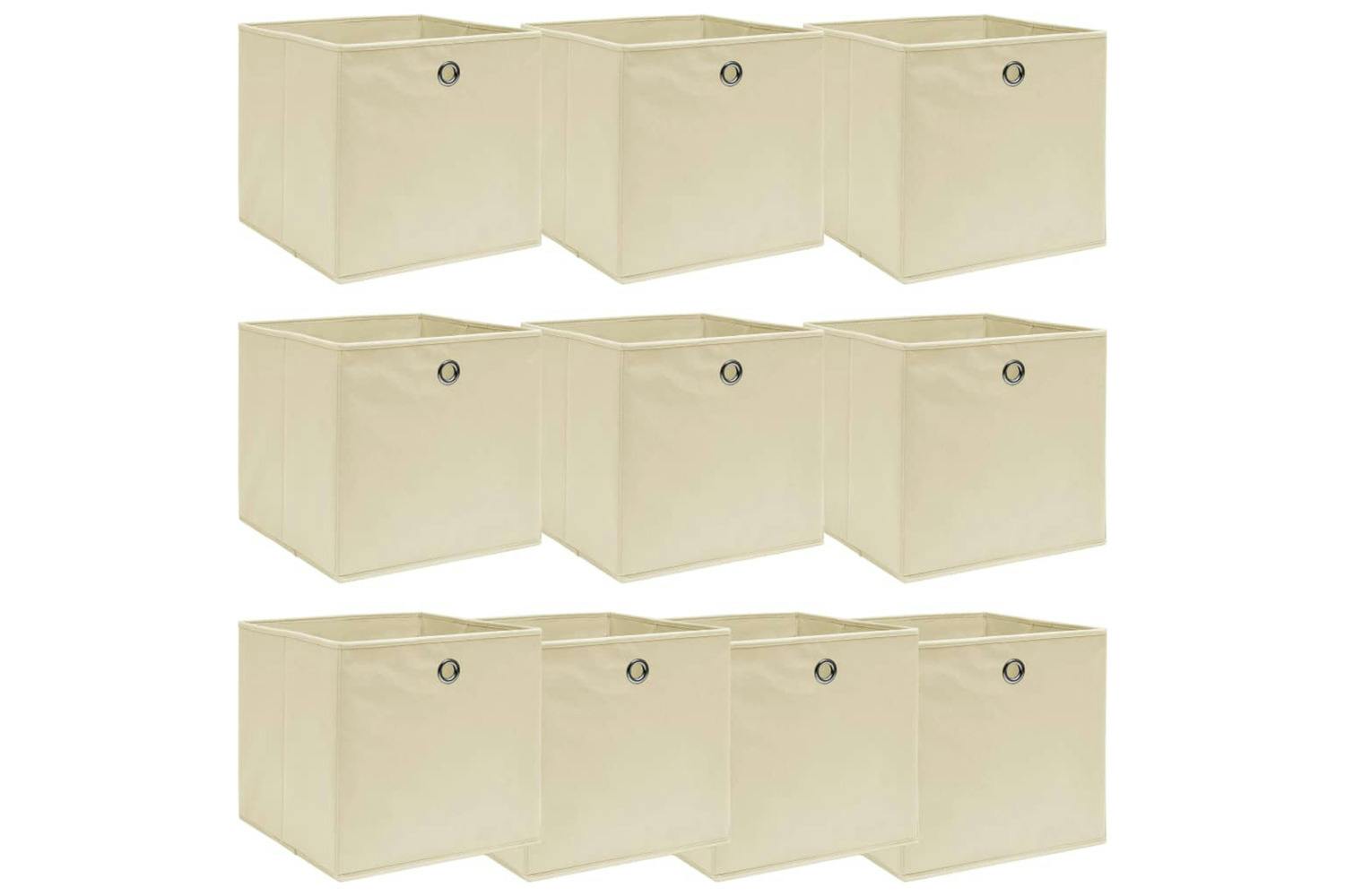 Vidaxl 288359 Storage Boxes 10 Pcs Cream 32x32x32 Cm Fabric