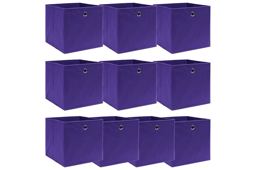 Vidaxl 288355 Storage Boxes 10 Pcs Purple 32x32x32 Cm Fabric