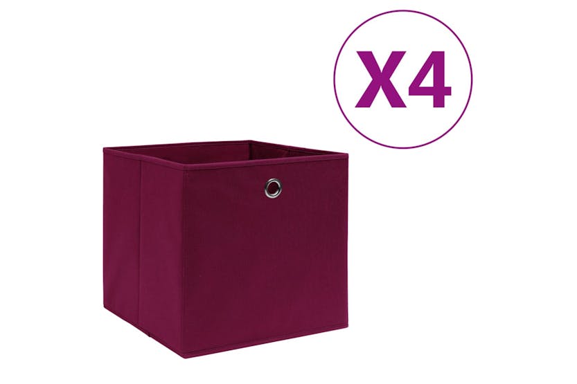 Vidaxl 325199 Storage Boxes 4 Pcs Non-woven Fabric 28x28x28 Cm Dark Red