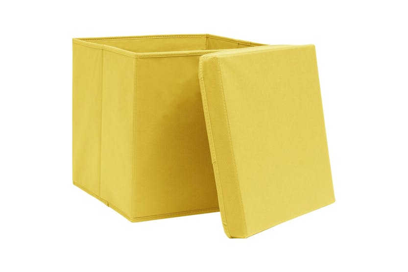 Vidaxl 288368 Storage Boxes With Lids 10 Pcs Yellow 32x32x32 Cm Fabric