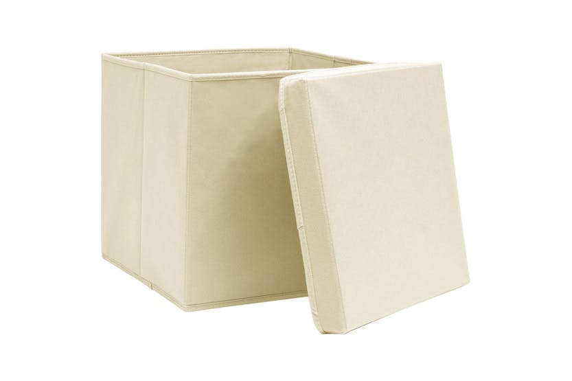 Vidaxl 325216 Storage Boxes With Covers 4 Pcs 28x28x28 Cm Cream