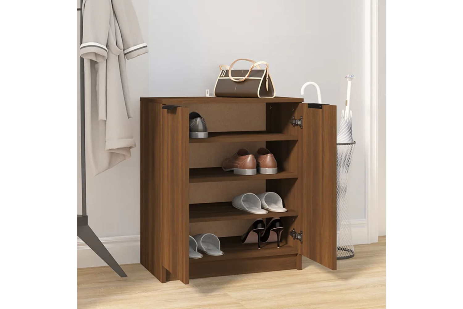 vidaXL 817104 Shoe Cabinet Brown Oak 59x35x70cm Engineered Wood