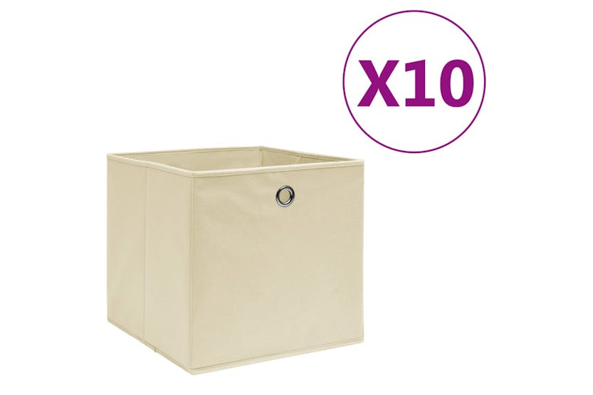 Vidaxl 325217 Storage Boxes 10 Pcs Non-woven Fabric 28x28x28 Cm Cream