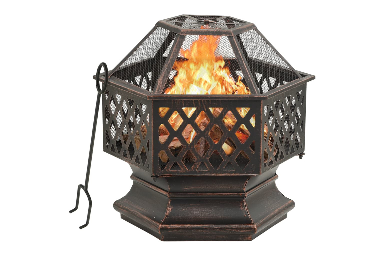 vidaXL 311887 Rustic Fire Pit With Poker 62x54x56cm Xxl Steel