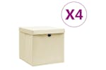 Vidaxl 325216 Storage Boxes With Covers 4 Pcs 28x28x28 Cm Cream