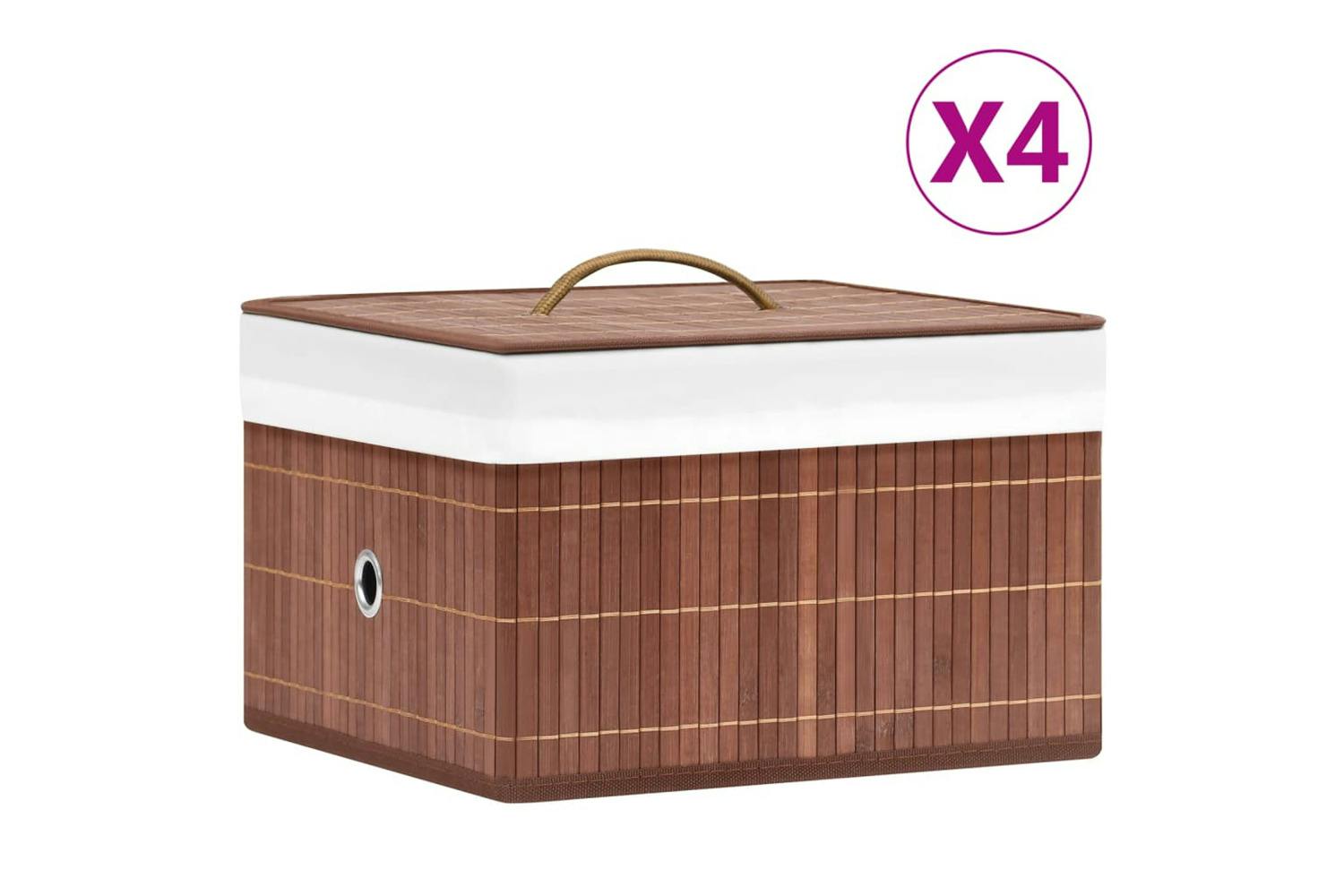 Vidaxl 320768 Bamboo Storage Boxes 4 Pcs Brown