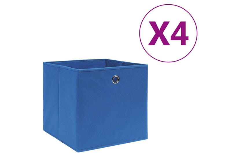 Vidaxl 325195 Storage Boxes 4 Pcs Non-woven Fabric 28x28x28 Cm Blue