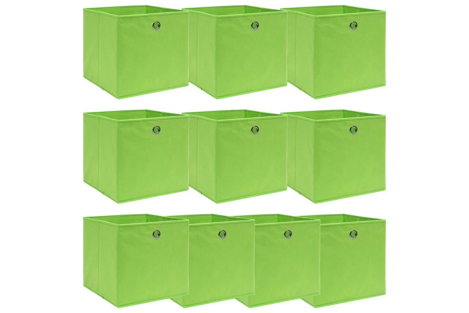 Vidaxl 288371 Storage Boxes 10 Pcs Green 32x32x32 Cm Fabric