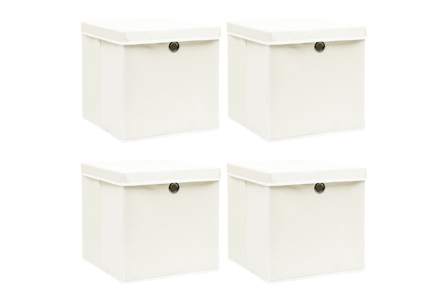 Vidaxl 288350 Storage Boxes With Lids 4 Pcs White 32x32x32 Cm Fabric