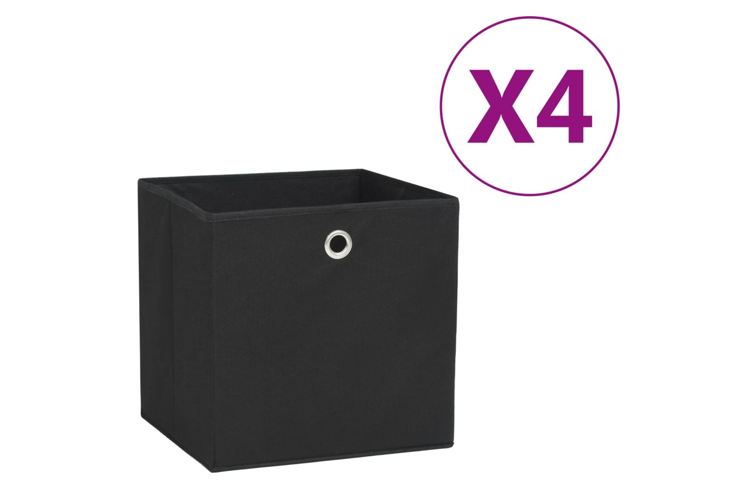 vidaXL 325187 Storage Boxes 4 Pcs Non-woven Fabric 28x28x28cm Black