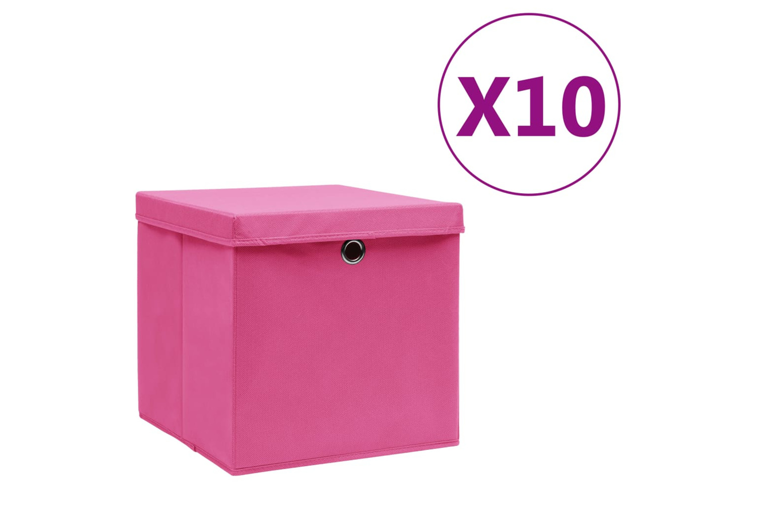 vidaXL 325206 Storage Boxes With Covers 10 Pcs 28x28x28cm Pink