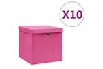 Vidaxl 325206 Storage Boxes With Covers 10 Pcs 28x28x28 Cm Pink