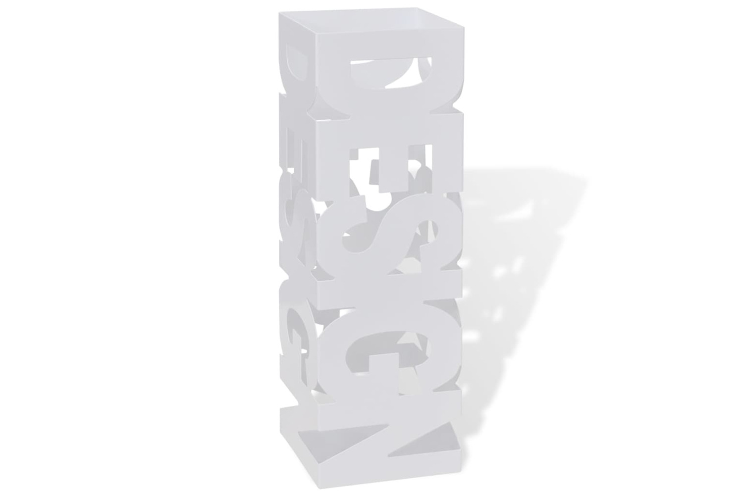 vidaXL 242467 White Square Umbrella Stand Storage Holder Walking Stick Steel 48.5cm