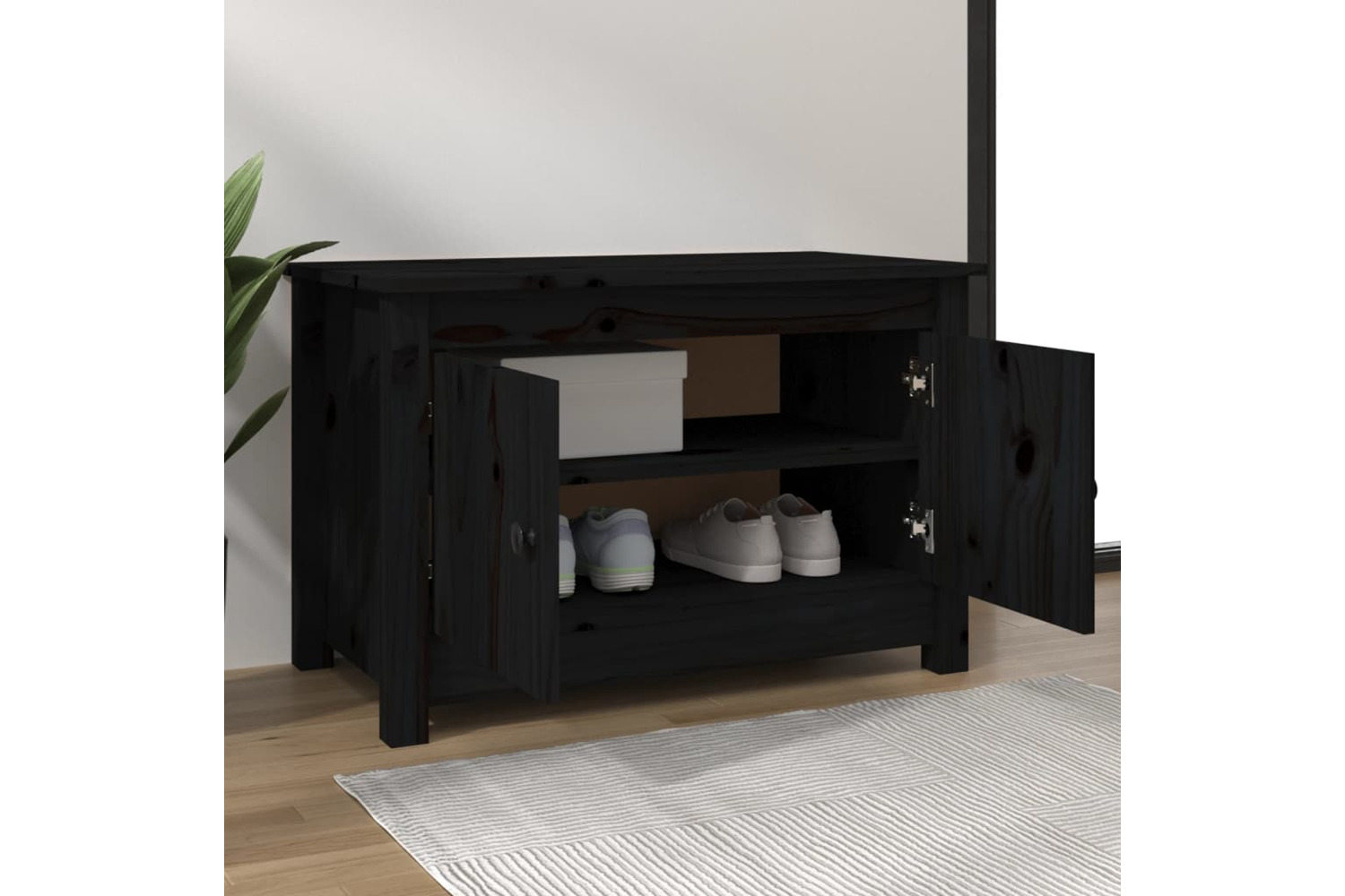 vidaXL 813783 Shoe Cabinet Black 70x38x45.5cm Solid Wood Pine