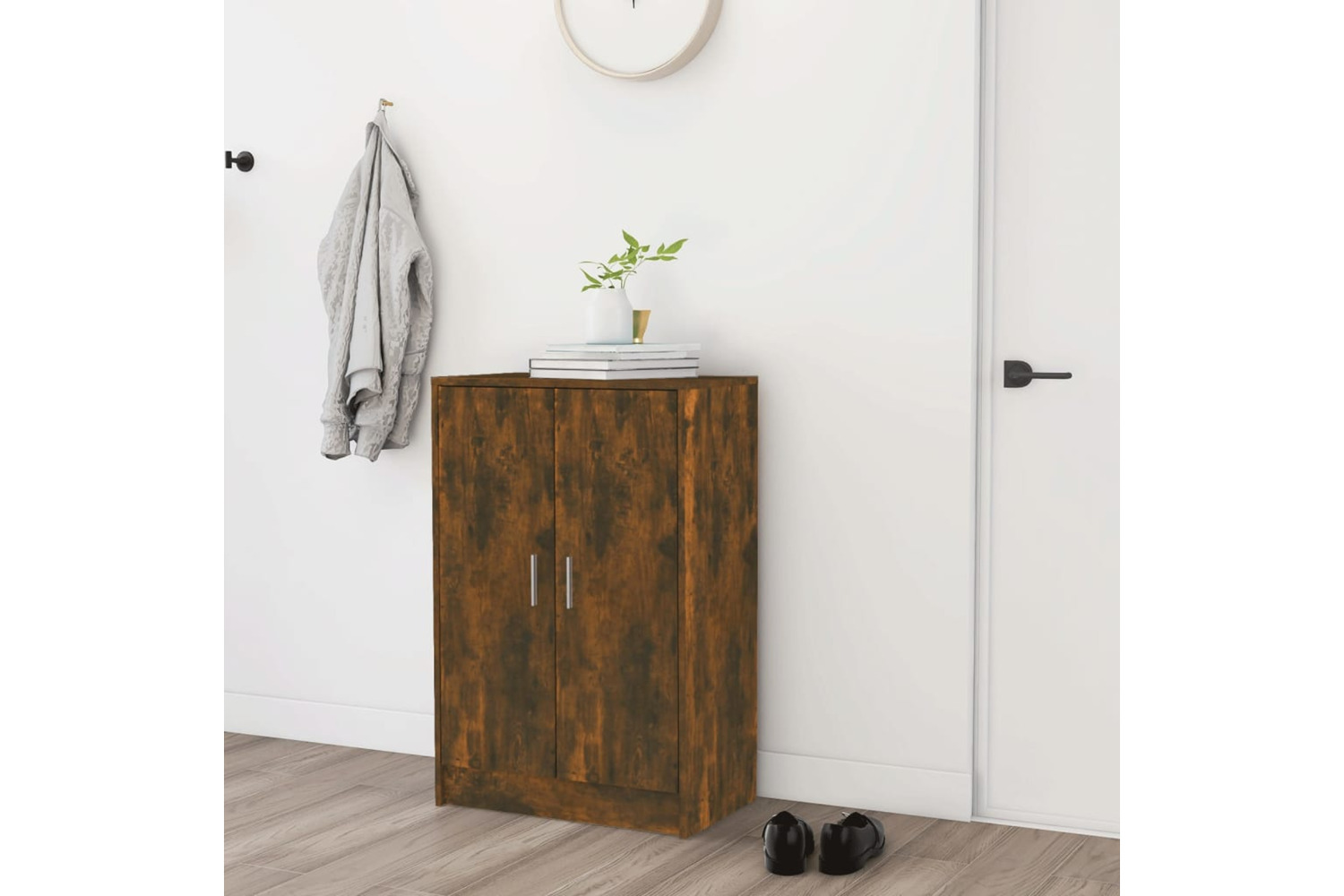 vidaXL Shoe Cabinet Smoked Oak 60x35x92cm Engineered Wood
