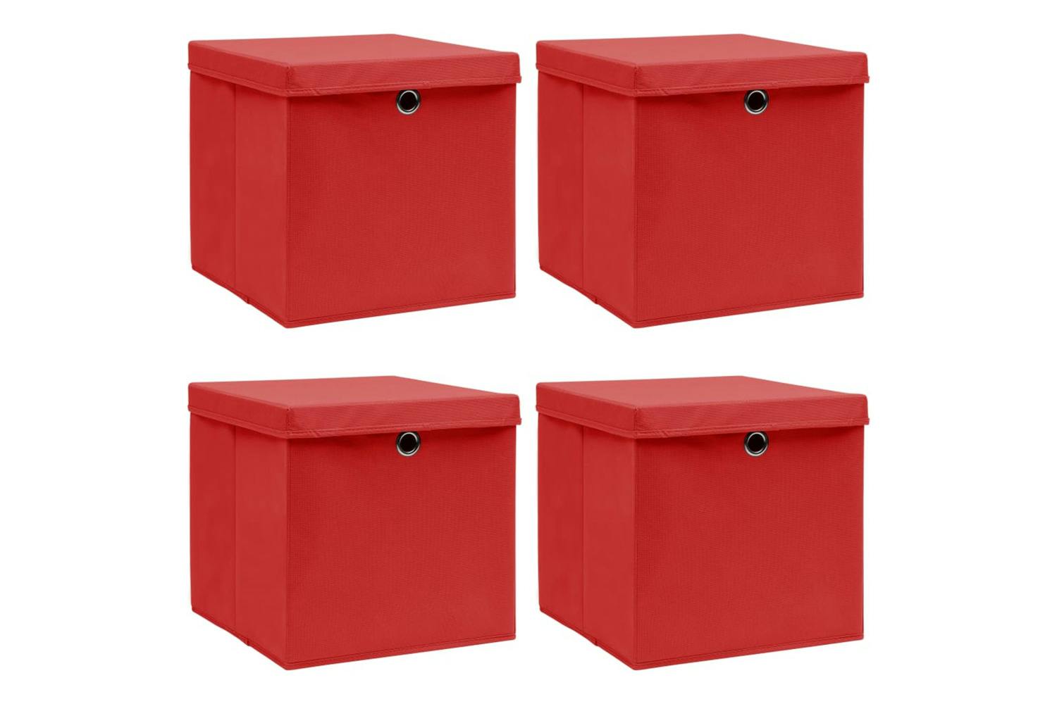 Vidaxl 288362 Storage Boxes With Lids 4 Pcs Red 32x32x32 Cm Fabric