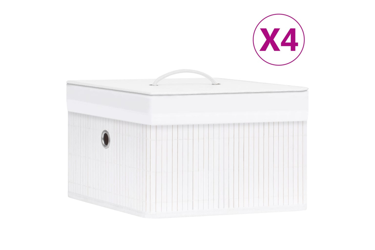 vidaXL 320766 Bamboo Storage Boxes 4 Pcs White