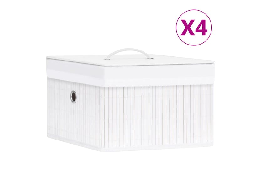 Vidaxl 320766 Bamboo Storage Boxes 4 Pcs White