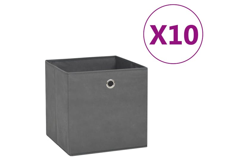 Vidaxl 325193 Storage Boxes 10 Pcs Non-woven Fabric 28x28x28 Cm Grey