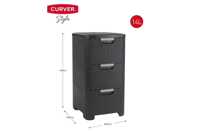 Curver 443856 Drawer Cabinet Style 3x14l Anthracite