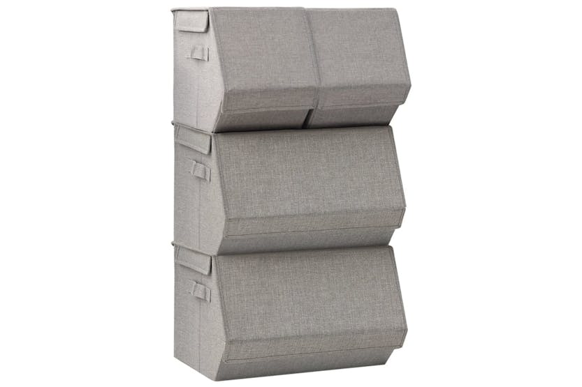 Vidaxl 332900 Stackable Storage Box Set Of 4 Pieces Fabric Grey