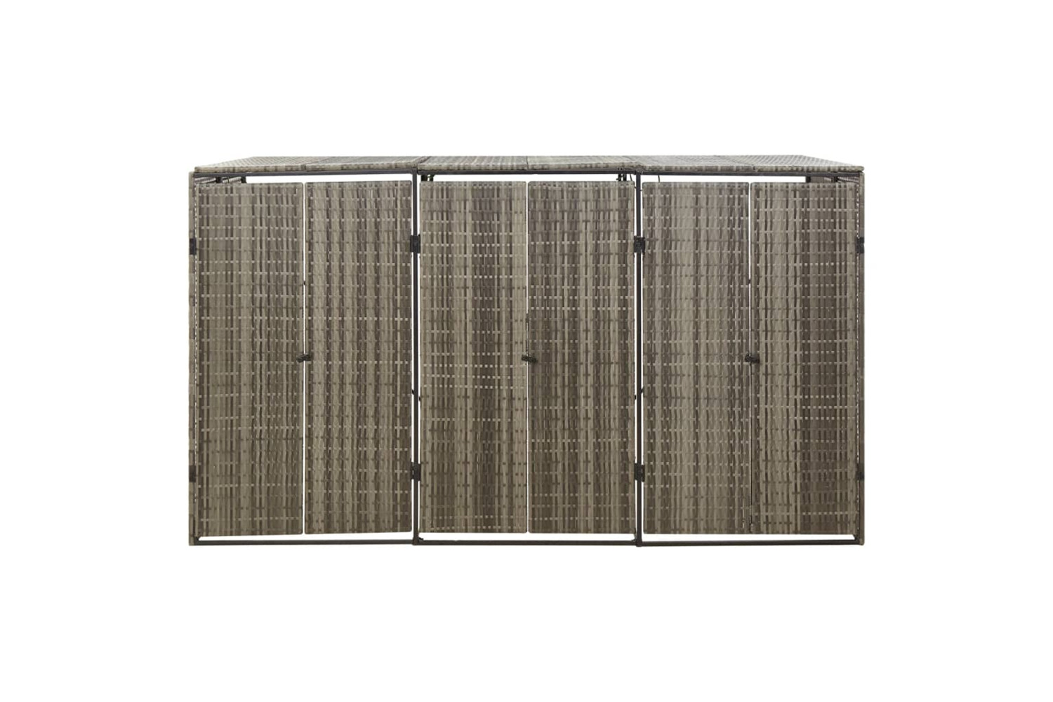vidaXL 319866 Triple Wheelie Bin Shed Grey 207x80x117cm Poly Rattan