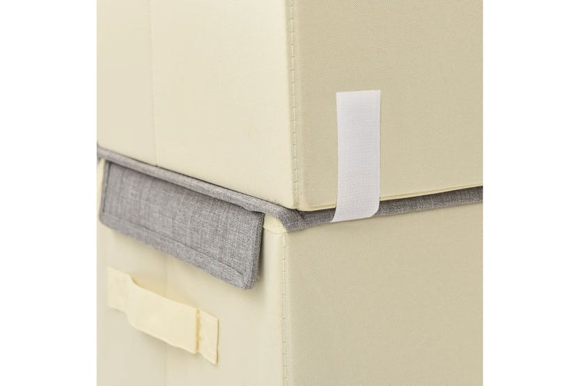 Vidaxl 332892 Stackable Storage Box Set Of 3 Pieces Fabric Grey & Cream