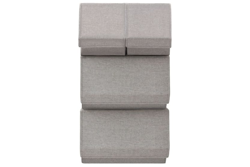 Vidaxl 332900 Stackable Storage Box Set Of 4 Pieces Fabric Grey