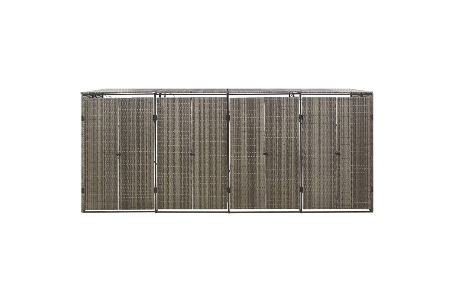 vidaXL 319867 Quadruple Wheelie Bin Shed Grey 274x80x117cm Poly Rattan