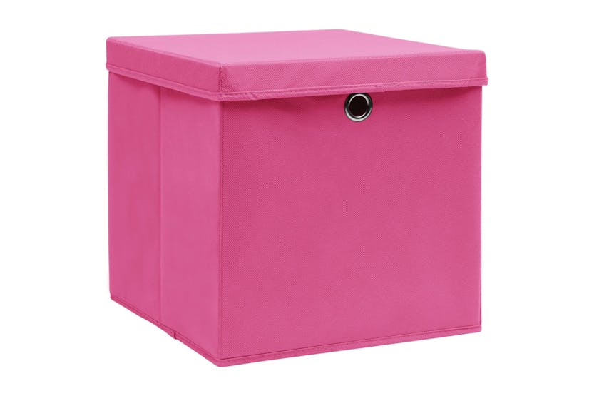 Vidaxl 325204 Storage Boxes With Covers 4 Pcs 28x28x28 Cm Pink