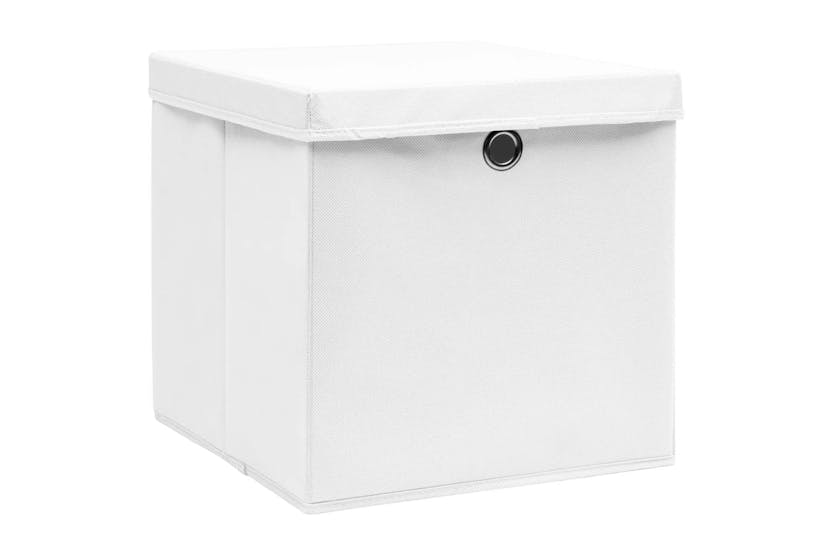 Vidaxl 325208 Storage Boxes With Covers 4 Pcs 28x28x28 Cm White