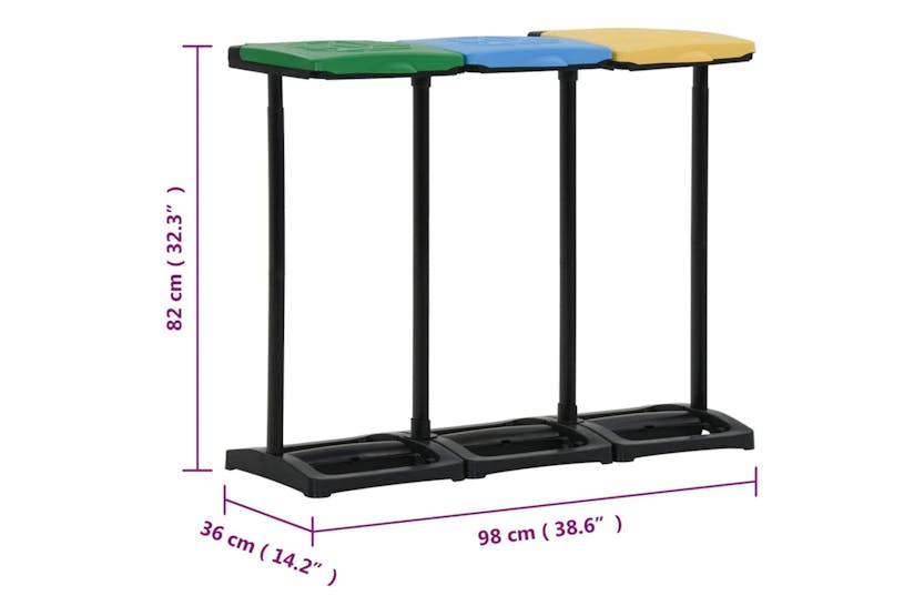 Vidaxl 340989 Bin Bag Stands With Lid 240-330 L Multicolour Pp