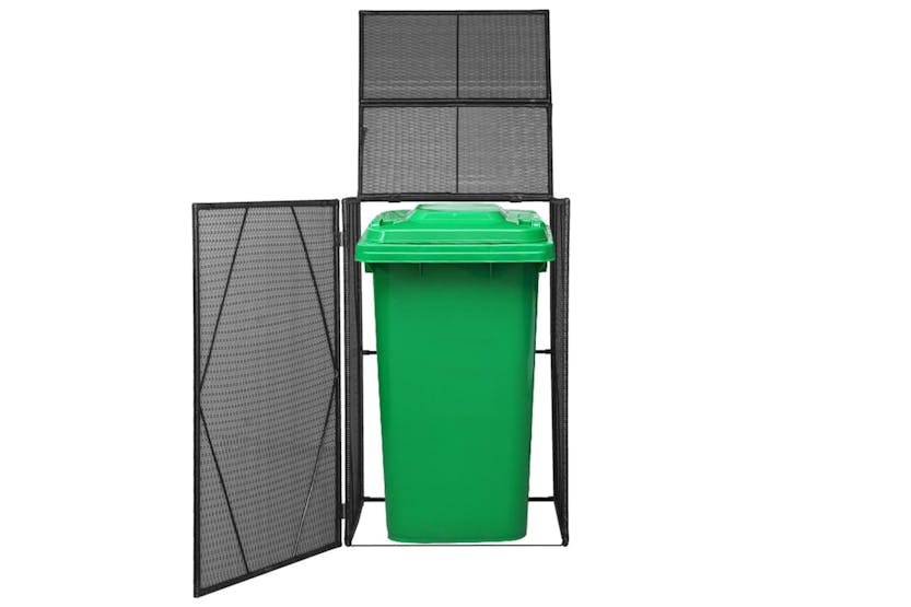 Vidaxl 46728 Single Wheelie Bin Shed Black 76x78x120 Cm Poly Rattan