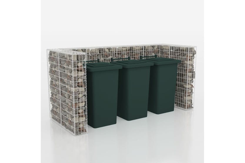 Vidaxl 142560 Gabion Triple Wheelie Bin Surround Steel 250x100x120 Cm