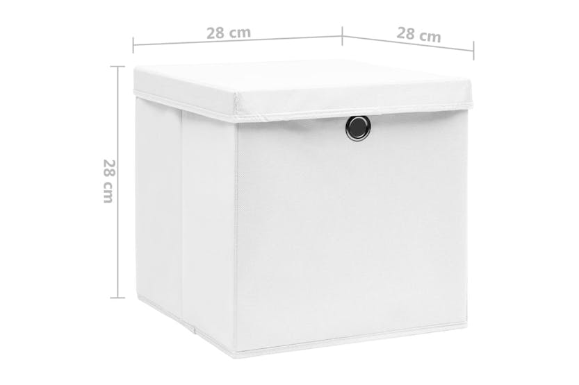 Vidaxl 325208 Storage Boxes With Covers 4 Pcs 28x28x28 Cm White