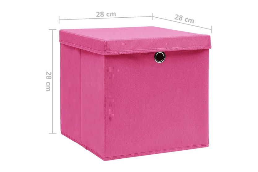 Vidaxl 325204 Storage Boxes With Covers 4 Pcs 28x28x28 Cm Pink