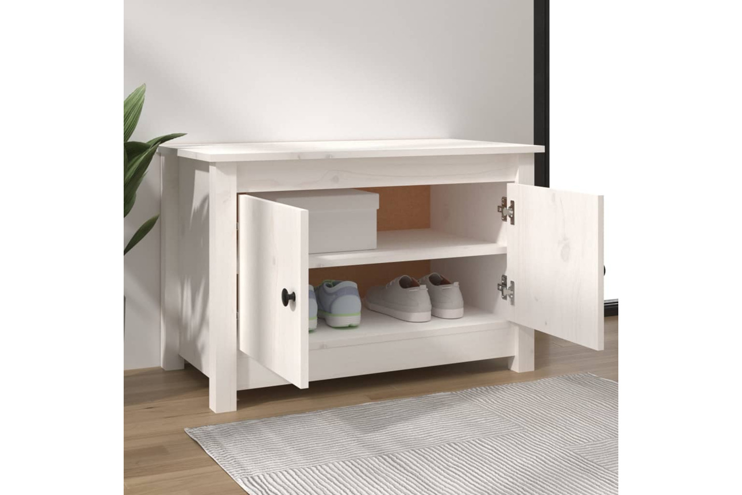 vidaXL 813780 Shoe Cabinet White 70x38x45.5cm Solid Wood Pine