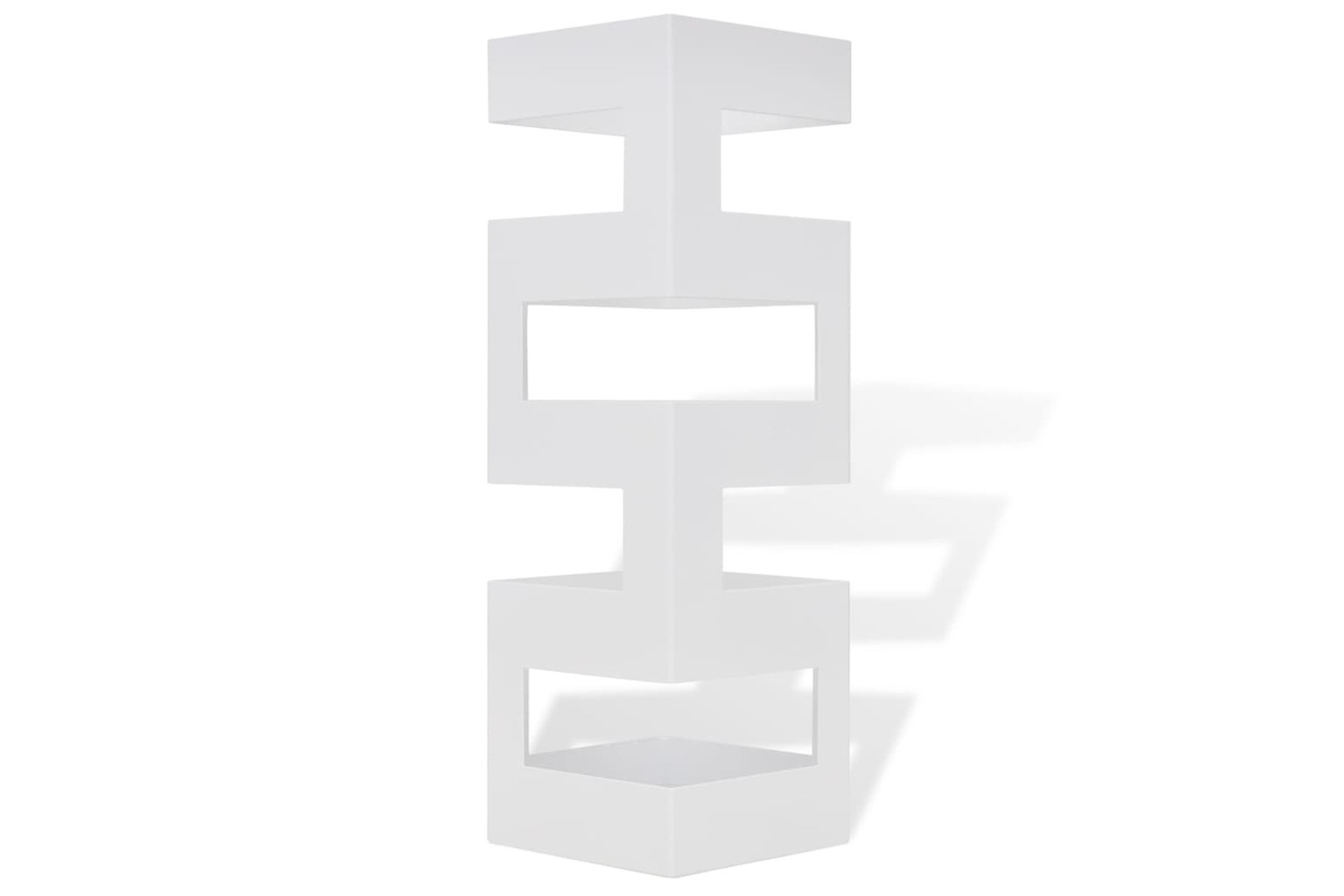 vidaXL 242470 White Square Umbrella Stand Storage Holder Walking Stick Steel 48.5cm