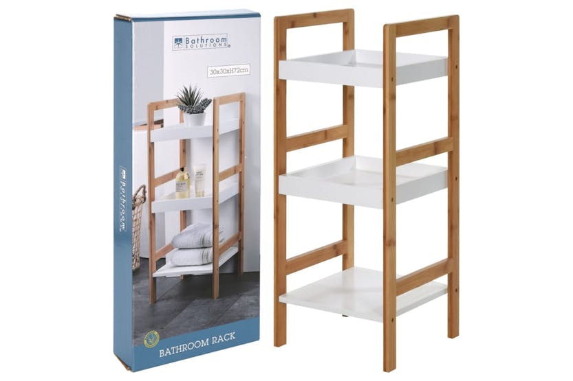 Bathroom Solutions 442466 Storage Rack With 3 Shelves Mdf And Bamboo