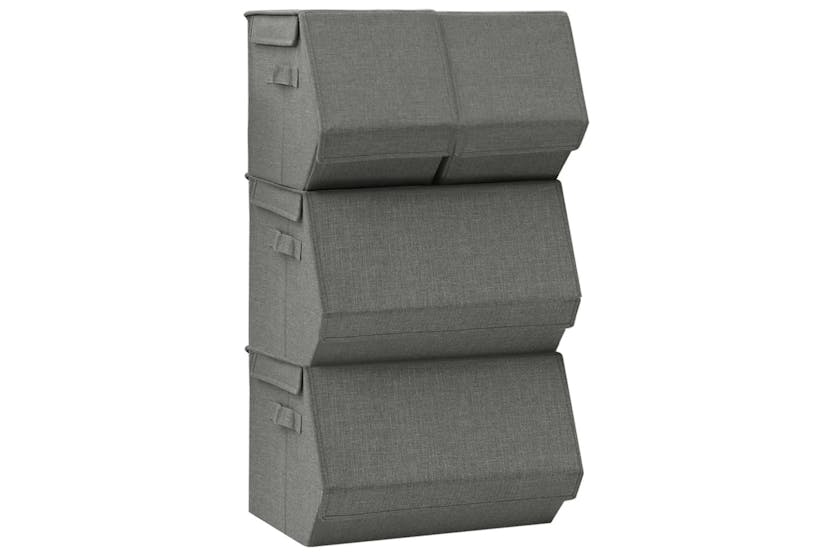 Vidaxl 332902 Stackable Storage Box Set Of 4 Pieces Fabric Anthracite