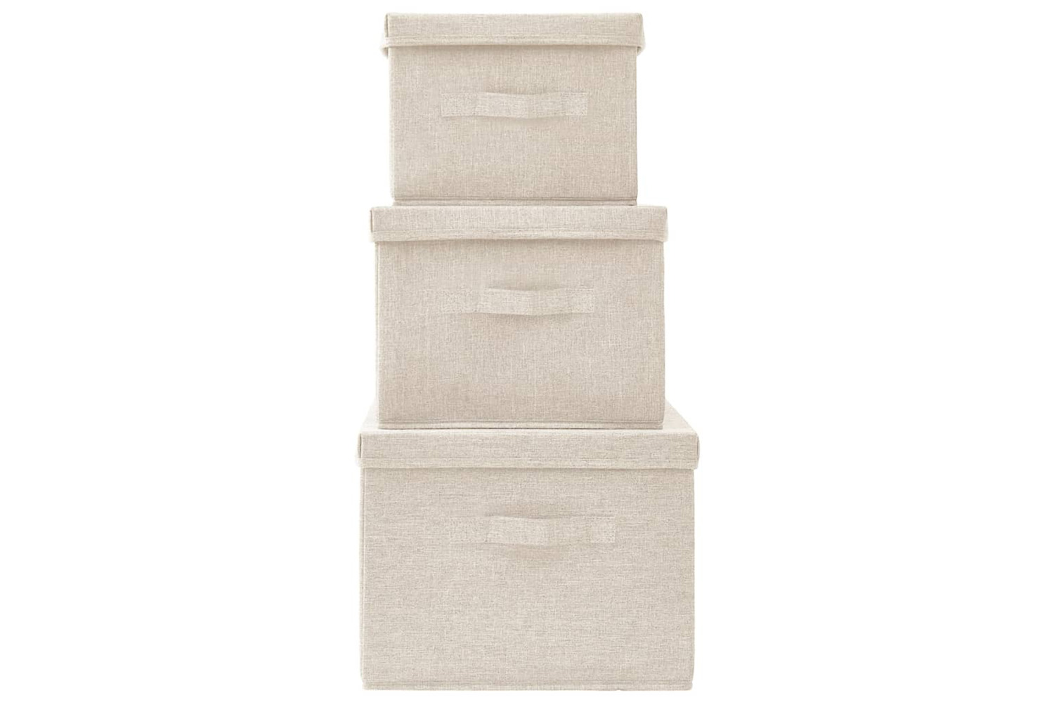 vidaXL 332920 Stackable Storage Box Set Of 3 Piece Fabric Cream
