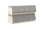 Vidaxl 332895 Stackable Storage Boxes With Lid Set Of 8 Pcs Fabric Grey&cream