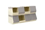 Vidaxl 332895 Stackable Storage Boxes With Lid Set Of 8 Pcs Fabric Grey&cream