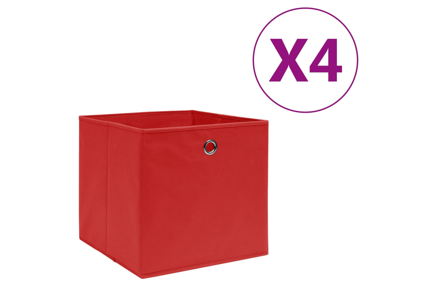 vidaXL 325219 Storage Boxes 4 Pcs Non-woven Fabric 28x28x28cm Red